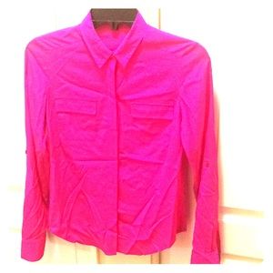 Neon Pink Long Sleeve Button Down Blouse